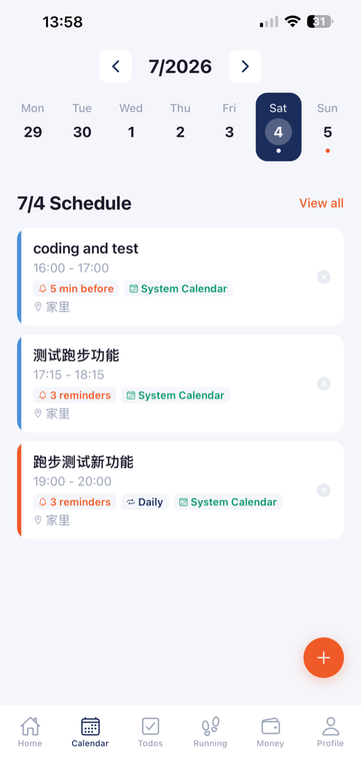 Calendar list