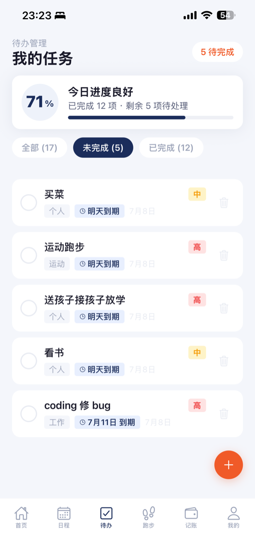 待办列表页